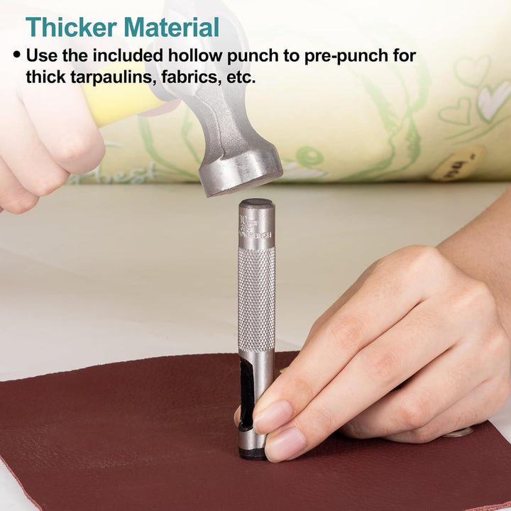 Spurtar Grommet Tool Kit 3/8'' Handheld Grommet Kit Magnetic Eyelet Tool with 10mm Hollow Punch and 500pcs Eyelets for Leather Fabric Belt Tarp Tent Bag Curtain Cardboard - Just Closeouts Canada Inc.