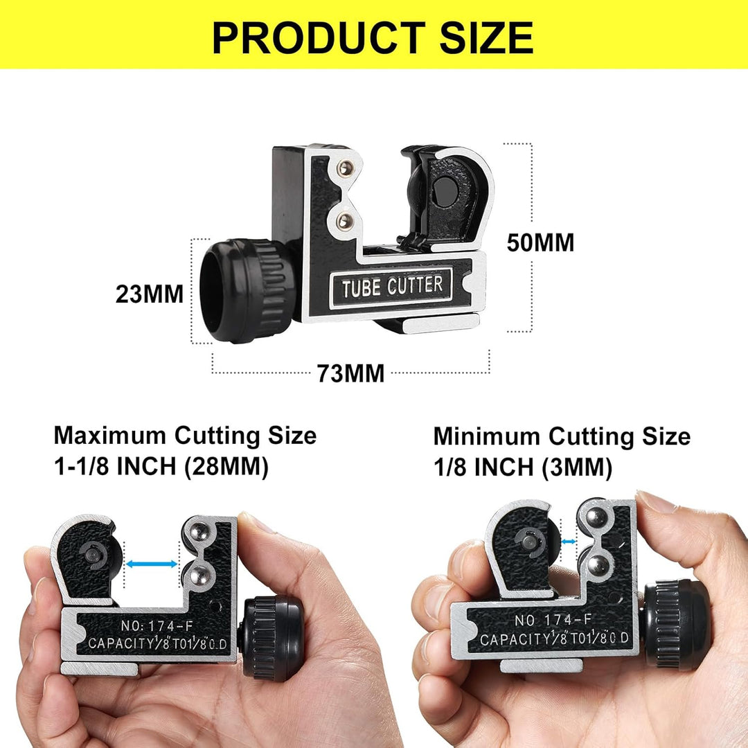 Spurtar Mini Pipe Cutter Tool 1/8 to 1 - 1/8 inch (3 - 28mm) Tube Cutter for Copper Brass and Aluminum Tube Pipe for Plumbing, HVAC Work, Automotive Repairs, DIY Projects - Just Closeouts Canada Inc.