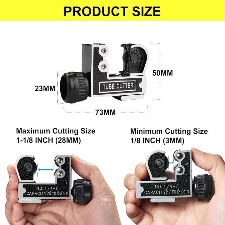 Spurtar Mini Pipe Cutter Tool 1/8 to 1 - 1/8 inch (3 - 28mm) Tube Cutter for Copper Brass and Aluminum Tube Pipe for Plumbing, HVAC Work, Automotive Repairs, DIY Projects - Just Closeouts Canada Inc.