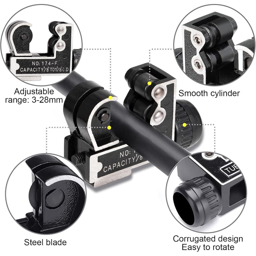 Spurtar Mini Pipe Cutter Tool 1/8 to 1 - 1/8 inch (3 - 28mm) Tube Cutter for Copper Brass and Aluminum Tube Pipe for Plumbing, HVAC Work, Automotive Repairs, DIY Projects - Just Closeouts Canada Inc.