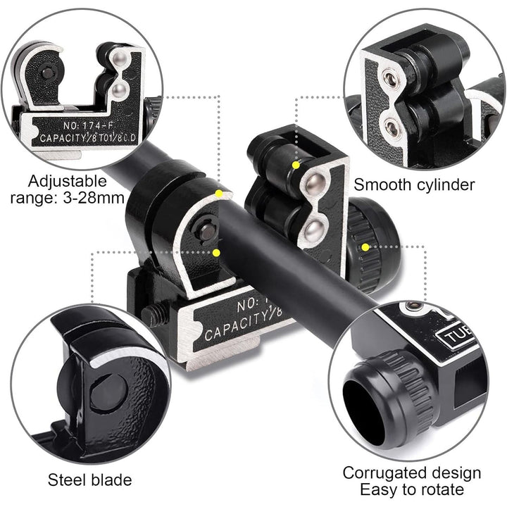 Spurtar Mini Pipe Cutter Tool 1/8 to 1 - 1/8 inch (3 - 28mm) Tube Cutter for Copper Brass and Aluminum Tube Pipe for Plumbing, HVAC Work, Automotive Repairs, DIY Projects - Just Closeouts Canada Inc.