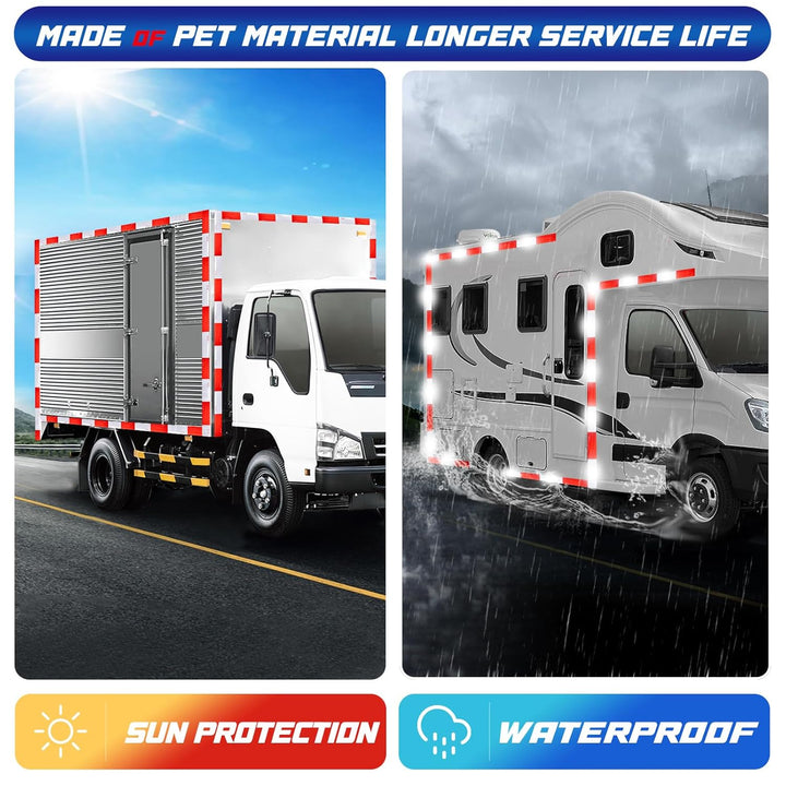 Spurtar Reflective Tape, Red and White Reflectors to Caution Road Tape, Strong Adhesive Reflective Stickers Waterproof Safety Warning Accessories for Vehicles Trailers Boats, 2" x 32FT - Just Closeouts Canada Inc.