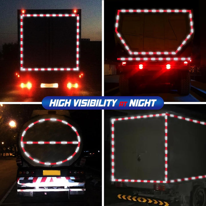 Spurtar Reflective Tape, Red and White Reflectors to Caution Road Tape, Strong Adhesive Reflective Stickers Waterproof Safety Warning Accessories for Vehicles Trailers Boats, 2" x 32FT - Just Closeouts Canada Inc.
