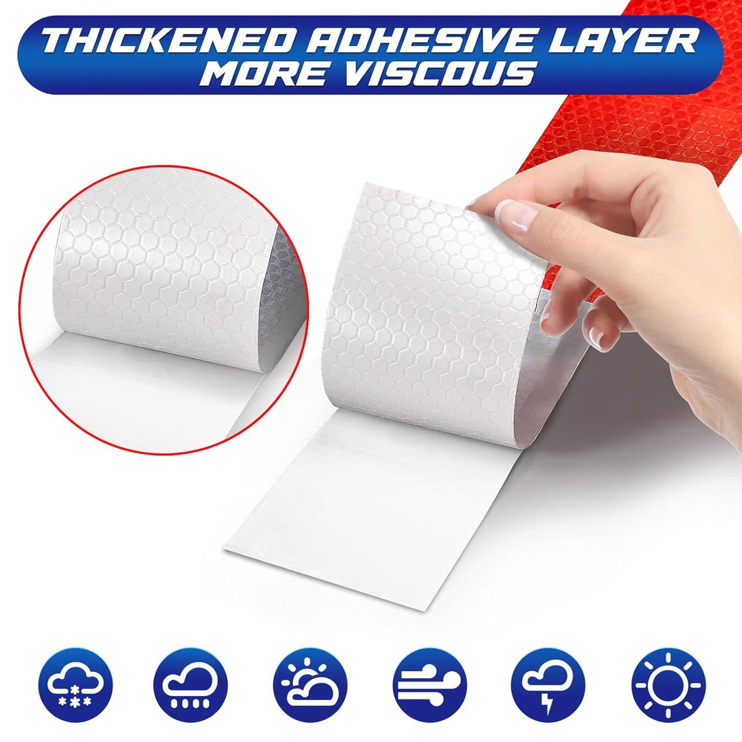 Spurtar Reflective Tape, Red and White Reflectors to Caution Road Tape, Strong Adhesive Reflective Stickers Waterproof Safety Warning Accessories for Vehicles Trailers Boats, 2" x 32FT - Just Closeouts Canada Inc.