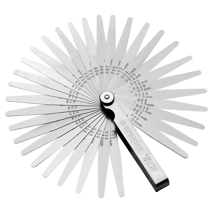 Spurtar Tapered Feeler Gauge, 32 Blades 0.001 - 0.04"/ 0.03 - 1.00mm Dual Marked Imperial and Metric Feeler Gauges Set, Gap Width Thickness Measuring Guage Tool for Guitar, Spark Plugs - Just Closeouts Canada Inc.