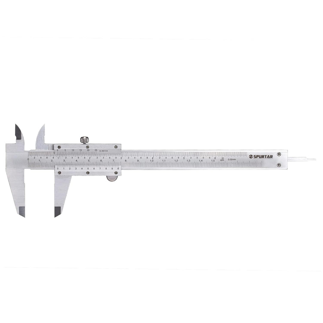 Spurtar Vernier Caliper Measuring Tool 6", 0 - 6Inch/0 - 150mm Manual Non Digital Caliper, 0.001"/0.02mm High Precision Durable Micrometer - Just Closeouts Canada Inc.655302158944