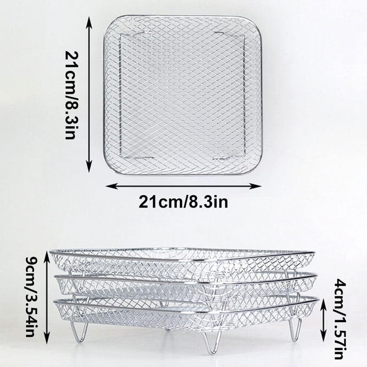 Square Air Fryer Basket Accessories, 3 Layer 8x8 inch Stainless Steel Stackable Grill Dehydrator Rack for Ninja, Gowise, Phillips Cosori - Just Closeouts Canada Inc.X004L2FJ7D