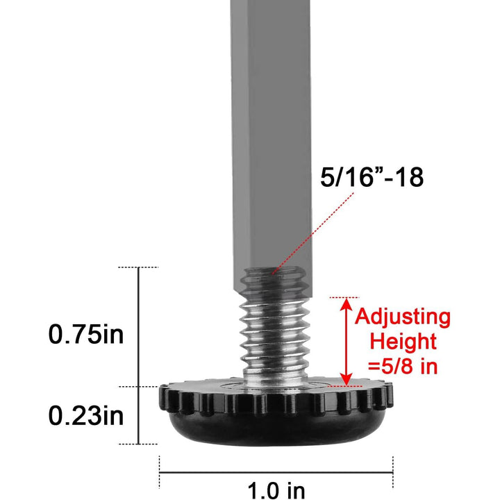 Stainless Steel Screw Furniture Leveling Feet 5/16-18 Screw in Threaded Furniture Levelers Adjustable Table Chair Levelers Feet Glides for Chairs Tables Cabinet Patio Furniture- 8 Pack - Just Closeouts Canada Inc.