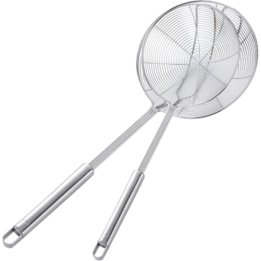 Stainless Steel Spider Skimmer, Set of 2 Professional Kitchen Pasta Strainer Spoon with Long Handle (L17 x D7.5 and L15.7 x D6) - Just Closeouts Canada Inc.