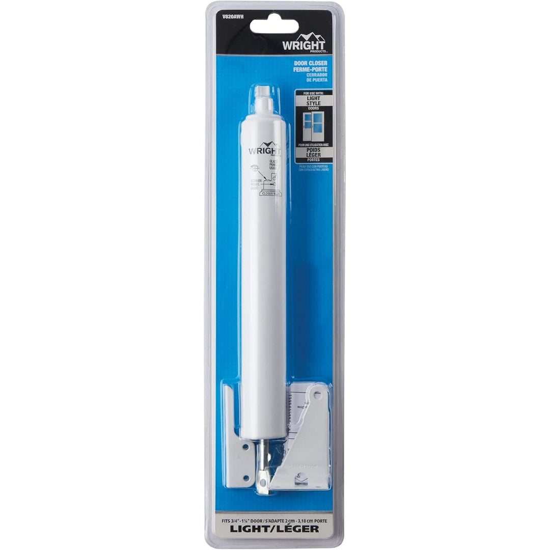 Standard Duty Pneumatic Closer | Out-Swinging Screen or Storm Doors | Adjustable Closing Speed | Stylish & Durable | Clean Subtle Look | Installation Hardware Included | 1-Pack (White) - Just Closeouts Canada Inc.