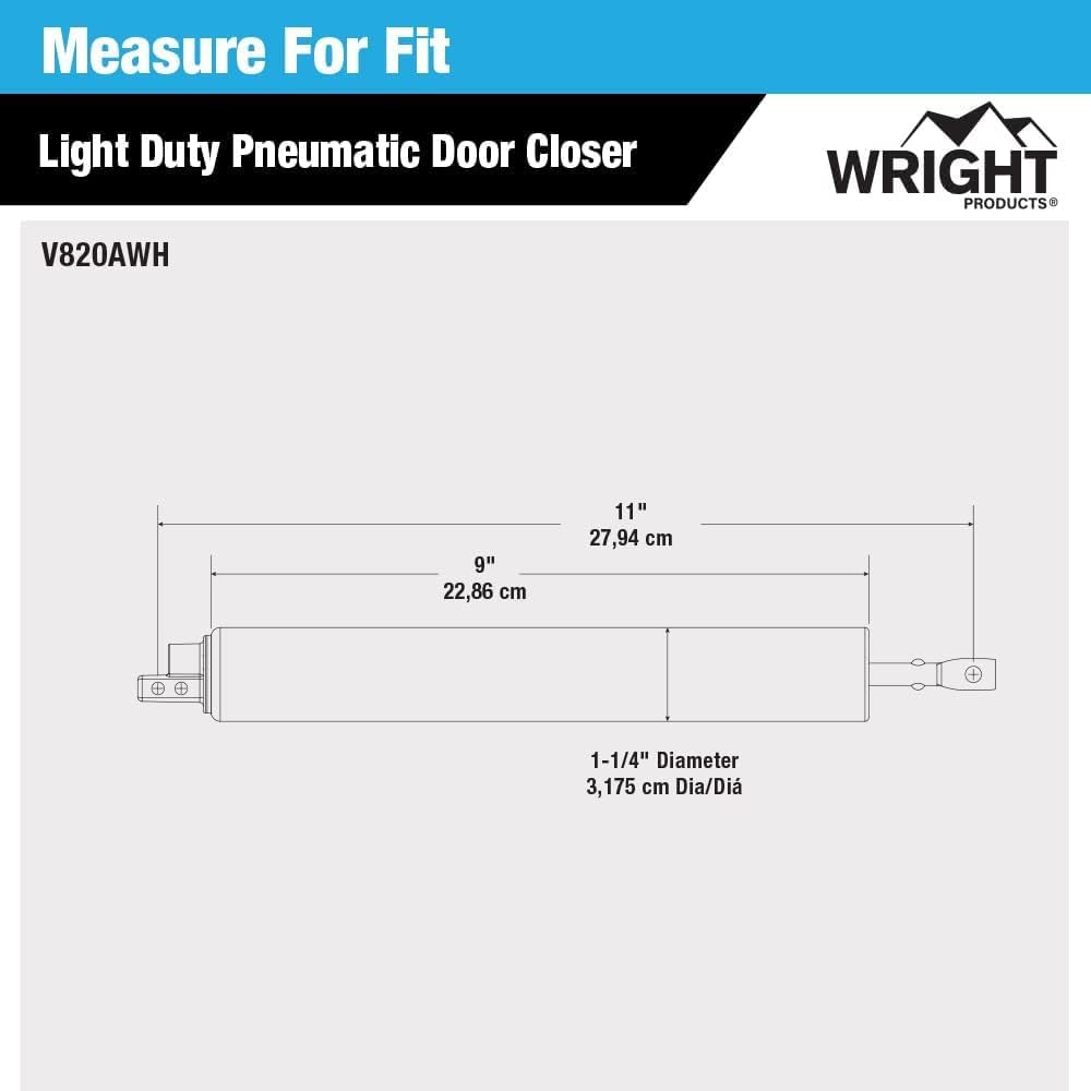 Standard Duty Pneumatic Closer | Out-Swinging Screen or Storm Doors | Adjustable Closing Speed | Stylish & Durable | Clean Subtle Look | Installation Hardware Included | 1-Pack (White) - Just Closeouts Canada Inc.