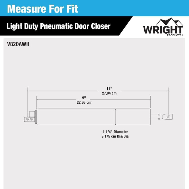 Standard Duty Pneumatic Closer | Out-Swinging Screen or Storm Doors | Adjustable Closing Speed | Stylish & Durable | Clean Subtle Look | Installation Hardware Included | 1-Pack (White) - Just Closeouts Canada Inc.