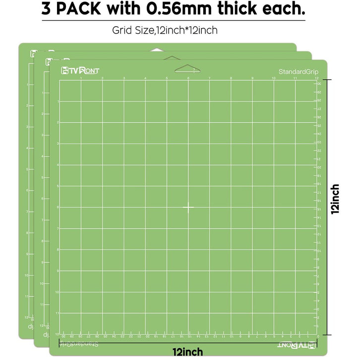 Standard Grip Cutting Mat, 3 Pack Cutting Mat 12x12 Compatible with Cricut Maker 3/Maker 4/Maker/Explore 3/4/Air 2/One, Standard Adhesive Sticky Quilting Cutting Mats Replacement Accessories - Just Closeouts Canada Inc.