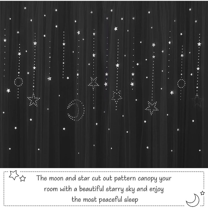 Star & Moon Cut-Out Curtains – Greyish White, 52 x 84 in, 2 Panels - Just Closeouts Canada Inc.