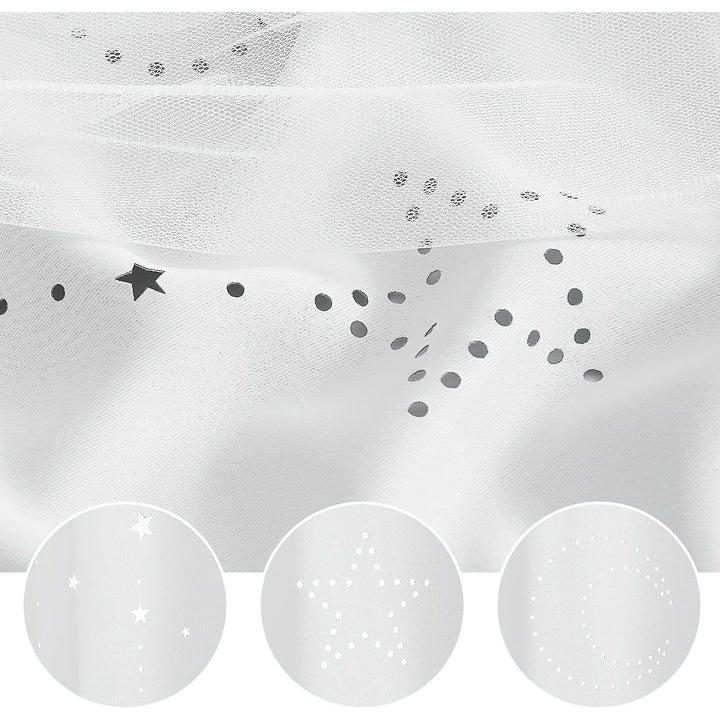 Star & Moon Cut-Out Curtains – Greyish White, 52 x 84 in, 2 Panels - Just Closeouts Canada Inc.