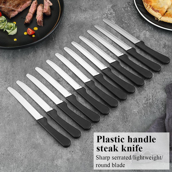 Steak Knives Set of 12, Stainless Steel Steak Knife Set, Serrated Steak Knives, Gifts for Home, Restaurant, Parties, Wedding, Camping, Outdoor - Just Closeouts Canada Inc.