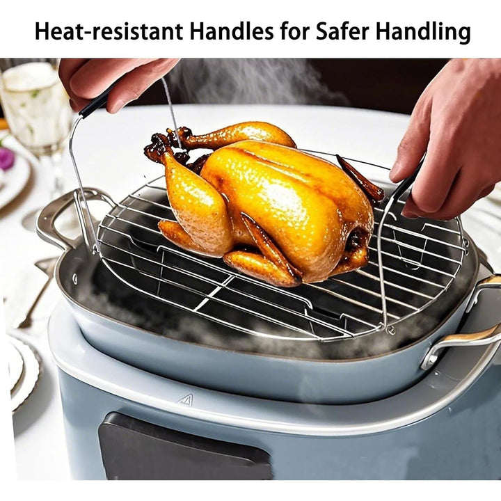 Steam and Roast Rack Compatible with Ninja Foodi Possible Cooker Pro 8.5 Qt MC1000, MC1001, MC1010 Series Slow Oval Pot, Stainless Steel Rack with Silicone Feet and Handles - Just Closeouts Canada Inc.X004M4XF17