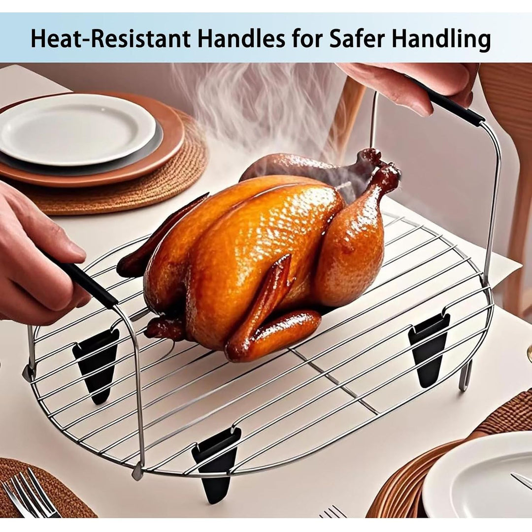 Steam and Roast Rack Compatible with Ninja Foodi Possible Cooker Pro 8.5 Qt MC1000, MC1001, MC1010 Series Slow Oval Pot, Stainless Steel Rack with Silicone Feet and Handles - Just Closeouts Canada Inc.X004M4XF17