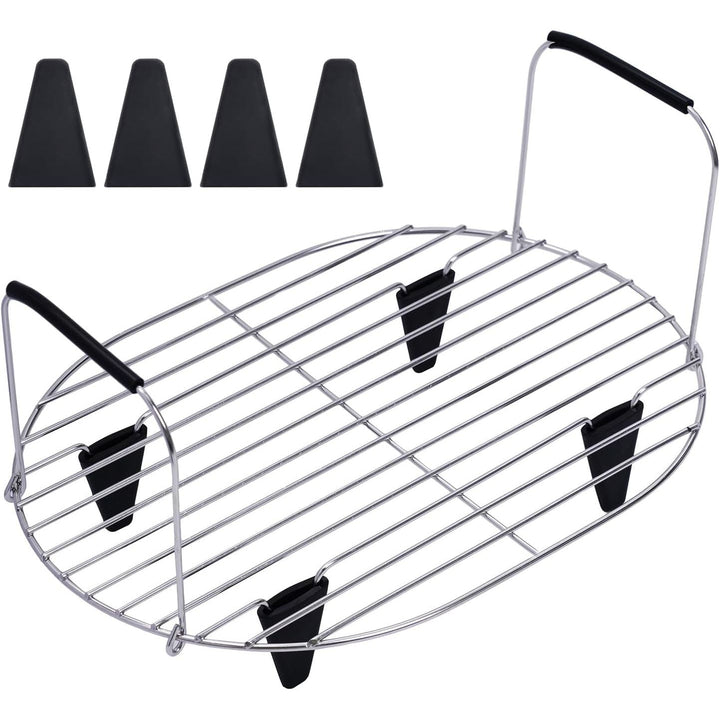 Steam and Roast Rack Compatible with Ninja Foodi Possible Cooker Pro 8.5 Qt MC1000, MC1001, MC1010 Series Slow Oval Pot, Stainless Steel Rack with Silicone Feet and Handles - Just Closeouts Canada Inc.X004M4XF17