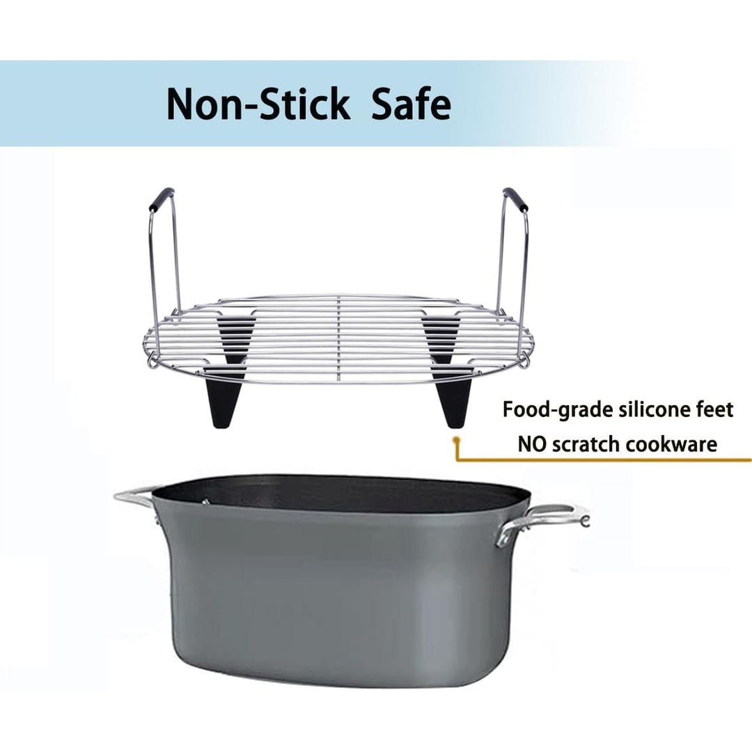 Steam and Roast Rack Compatible with Ninja Foodi Possible Cooker Pro 8.5 Qt MC1000, MC1001, MC1010 Series Slow Oval Pot, Stainless Steel Rack with Silicone Feet and Handles - Just Closeouts Canada Inc.X004M4XF17