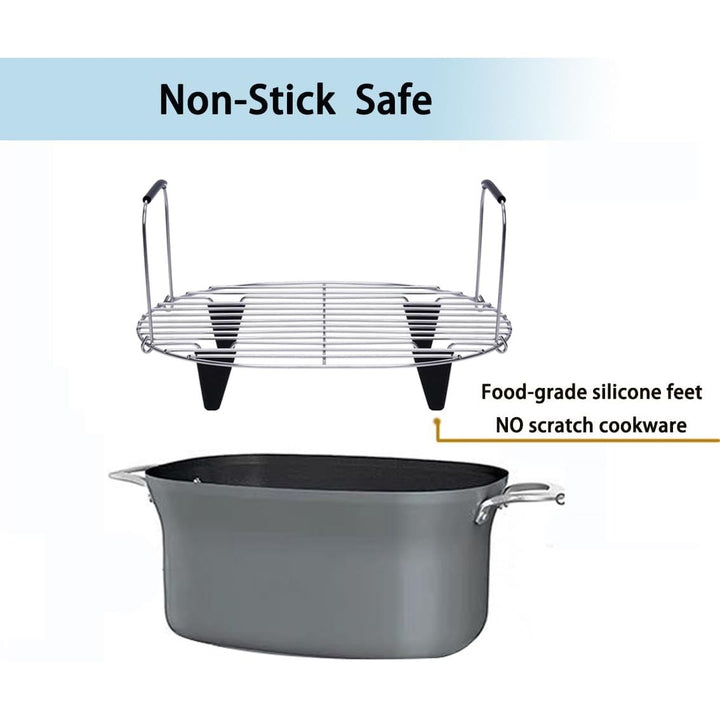 Steam and Roast Rack Compatible with Ninja Foodi Possible Cooker Pro 8.5 Qt MC1000, MC1001, MC1010 Series Slow Oval Pot, Stainless Steel Rack with Silicone Feet and Handles - Just Closeouts Canada Inc.X004M4XF17