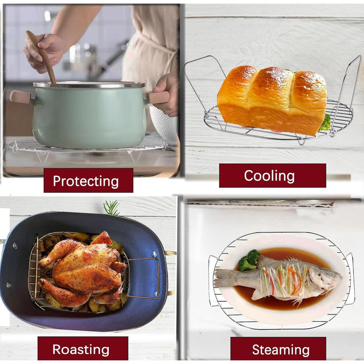 Steam and Roast Rack Compatible with Ninja Foodi Possible Cooker Pro 8.5 Qt MC1000, MC1001, MC1010 Series Slow Oval Pot, Stainless Steel Rack with Silicone Feet and Handles - Just Closeouts Canada Inc.X004M4XF17