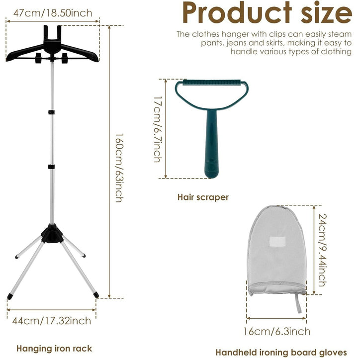 Steamer Stand for Clothes, Steamer Rack for Clothes, Adjustable Garment Hanger for Steaming Clothes Handheld Garment Steamer Rack w Ironing Gloves Hair Remover Steam Iron Stand Steamer Hanger Standing - Just Closeouts Canada Inc.