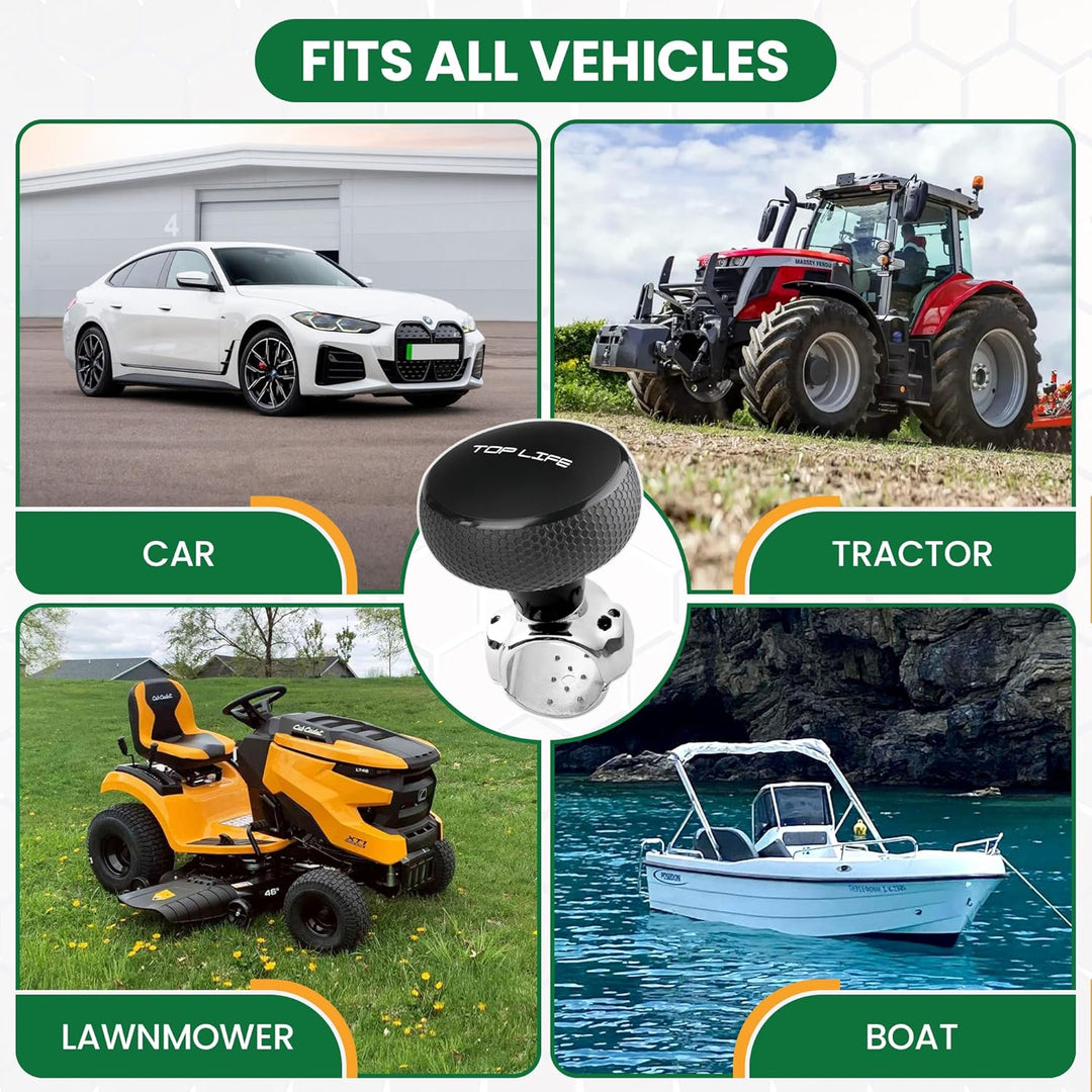 Steering Wheel Knob - Silicone Coated for Extra Grip - Compatible with Any Steering Wheels - Smooth Brodie Suicide Spinner Knob for Car, Tractor, Mower, Boat - Just Closeouts Canada Inc.