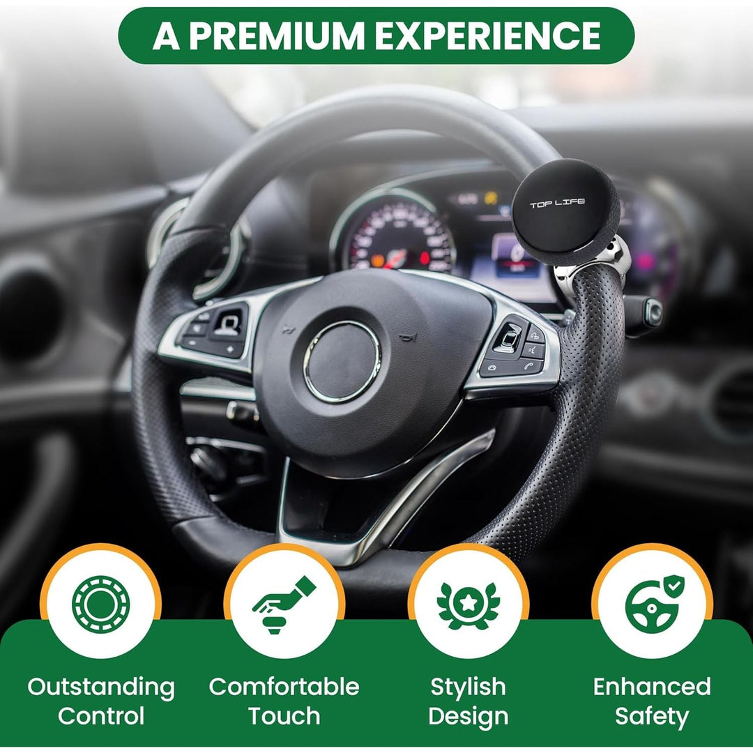 Steering Wheel Knob - Silicone Coated for Extra Grip - Compatible with Any Steering Wheels - Smooth Brodie Suicide Spinner Knob for Car, Tractor, Mower, Boat - Just Closeouts Canada Inc.