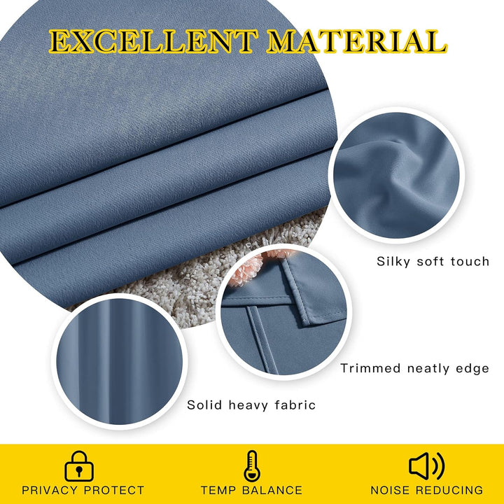 Stone Blue Blackout Grommet Curtain Panel, 52 x 84 in, 1 Panel - Just Closeouts Canada Inc.