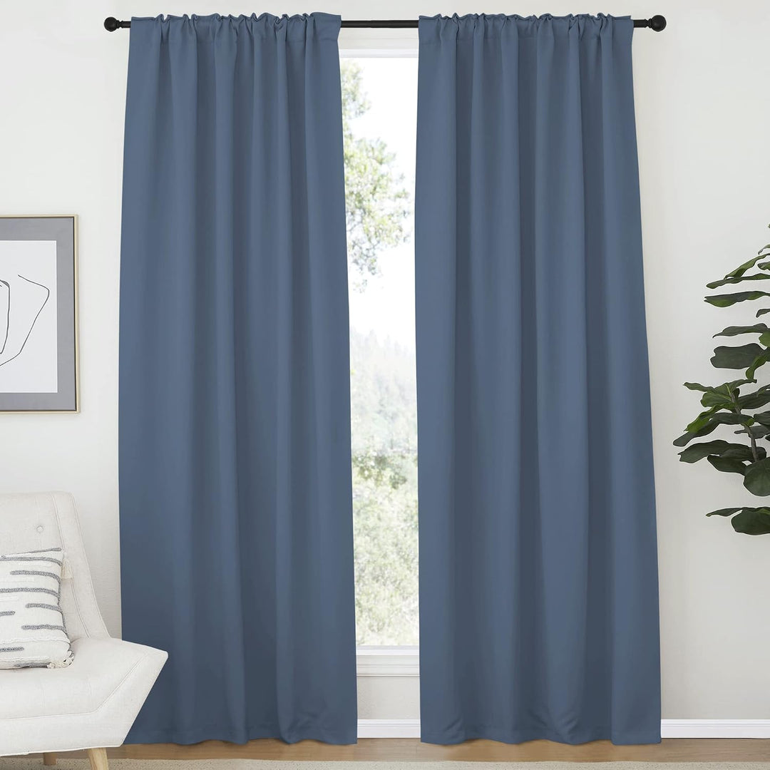 Stone Blue Room-Darkening Curtains, 52 x 84 in, Set of 2 - Just Closeouts Canada Inc.