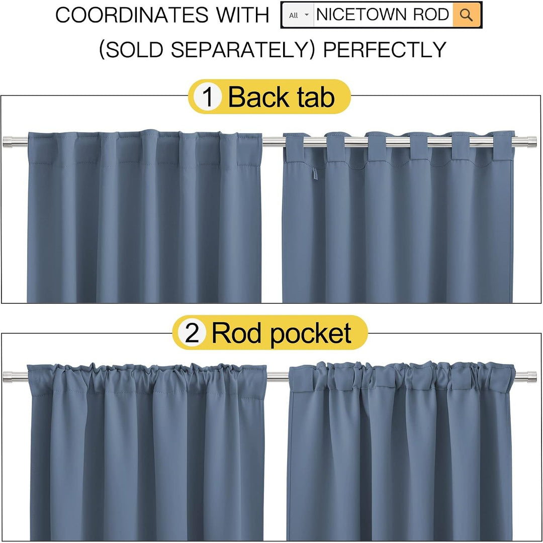 Stone Blue Room-Darkening Curtains, 52 x 84 in, Set of 2 - Just Closeouts Canada Inc.