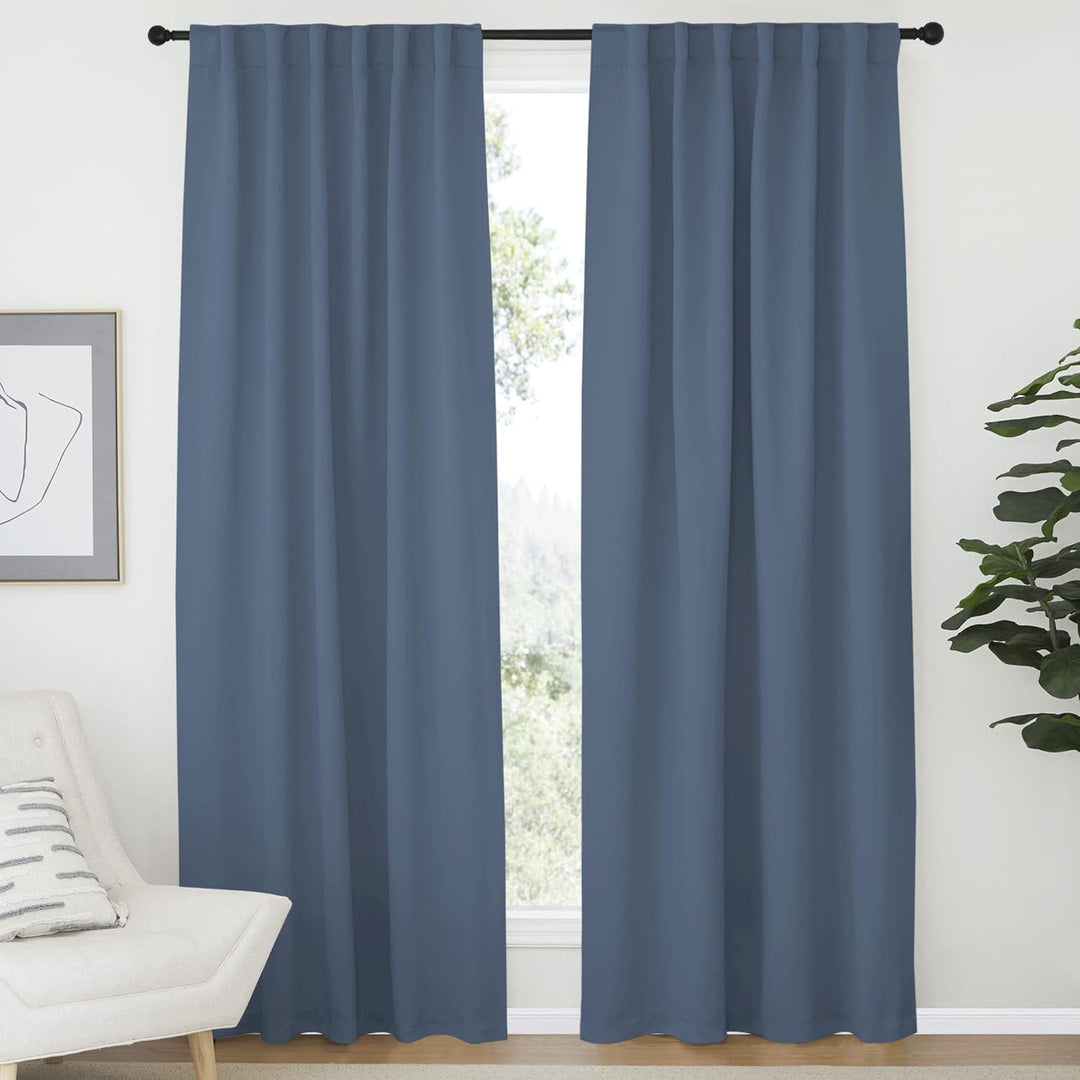 Stone Blue Room-Darkening Curtains, 52 x 84 in, Set of 2 - Just Closeouts Canada Inc.