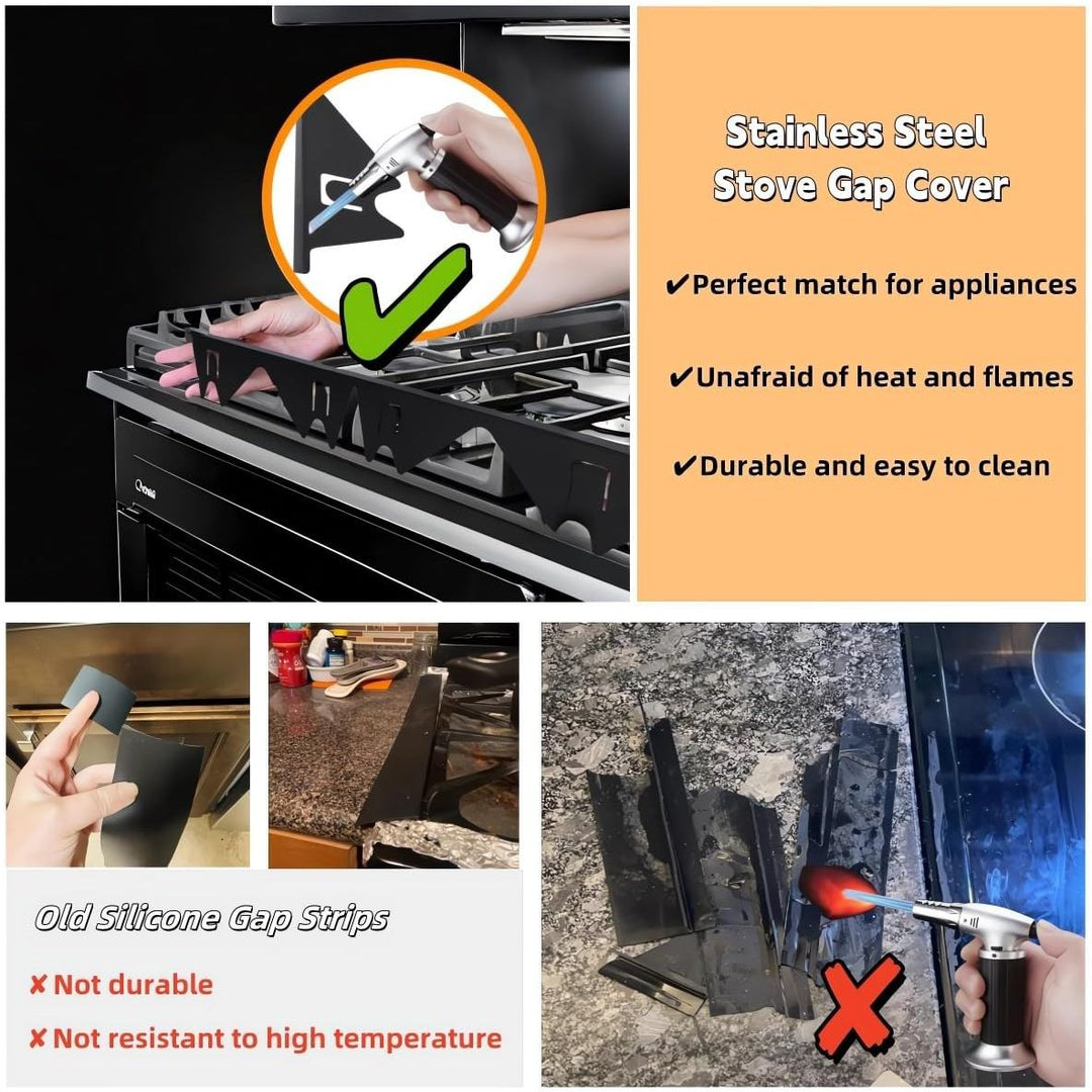 Stove Gap Covers Stainless Steel, 2 Pack Stove Gap Filler Stove Counter Gap Cover Heat Resistant & Easy to Clean Stove Guards Range Trim Kit Easy Retractable Length 13.8" to 27.5" - Just Closeouts Canada Inc.