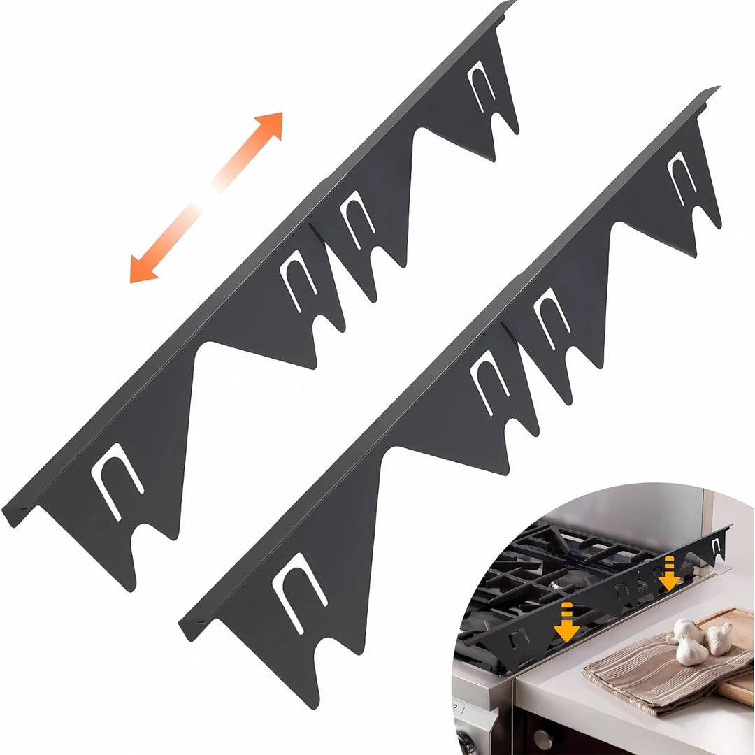 Stove Gap Covers Stainless Steel, 2 Pack Stove Gap Filler Stove Counter Gap Cover Heat Resistant & Easy to Clean Stove Guards Range Trim Kit Easy Retractable Length 13.8" to 27.5" - Just Closeouts Canada Inc.