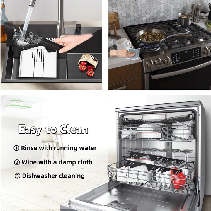 Stove Gap Covers Stainless Steel, 2 Pack Stove Gap Filler Stove Counter Gap Cover Heat Resistant & Easy to Clean Stove Guards Range Trim Kit Easy Retractable Length 13.8" to 27.5" - Just Closeouts Canada Inc.