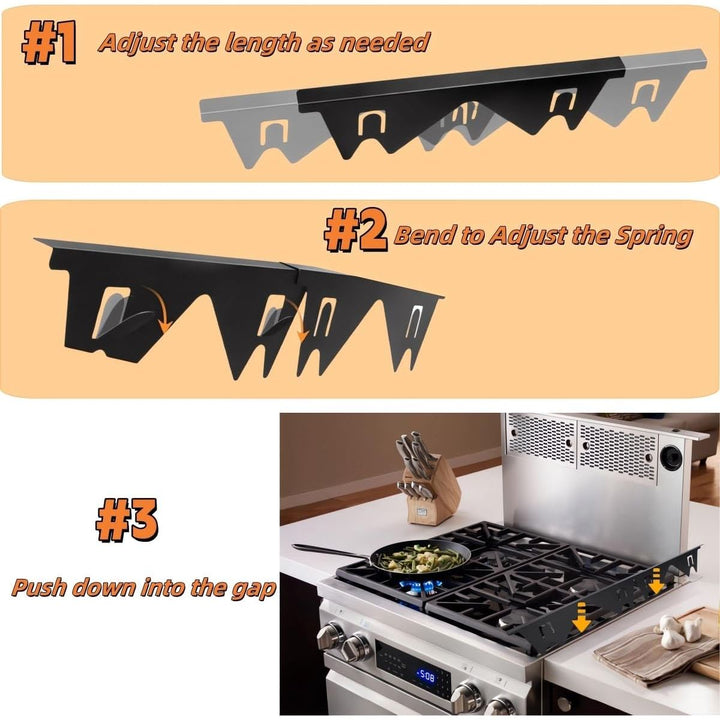 Stove Gap Covers Stainless Steel, 2 Pack Stove Gap Filler Stove Counter Gap Cover Heat Resistant & Easy to Clean Stove Guards Range Trim Kit Easy Retractable Length 13.8" to 27.5" - Just Closeouts Canada Inc.