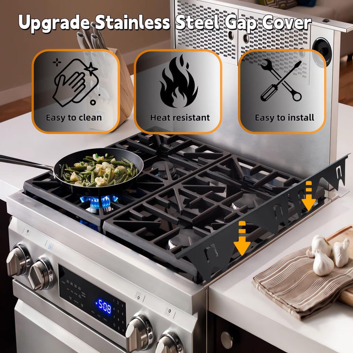 Stove Gap Covers Stainless Steel, 2 Pack Stove Gap Filler Stove Counter Gap Cover Heat Resistant & Easy to Clean Stove Guards Range Trim Kit Easy Retractable Length 13.8" to 27.5" - Just Closeouts Canada Inc.