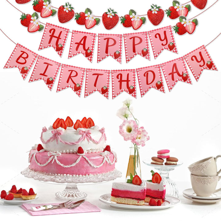 Strawberry Happy Birthday Banner and Garland Set - Just Closeouts Canada Inc.