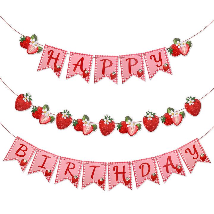 Strawberry Happy Birthday Banner and Garland Set - Just Closeouts Canada Inc.