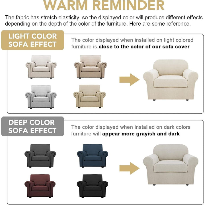 Stretch Armchair Slipcover, Ivory, 2 Pieces, Fits 31–47 in - Just Closeouts Canada Inc.
