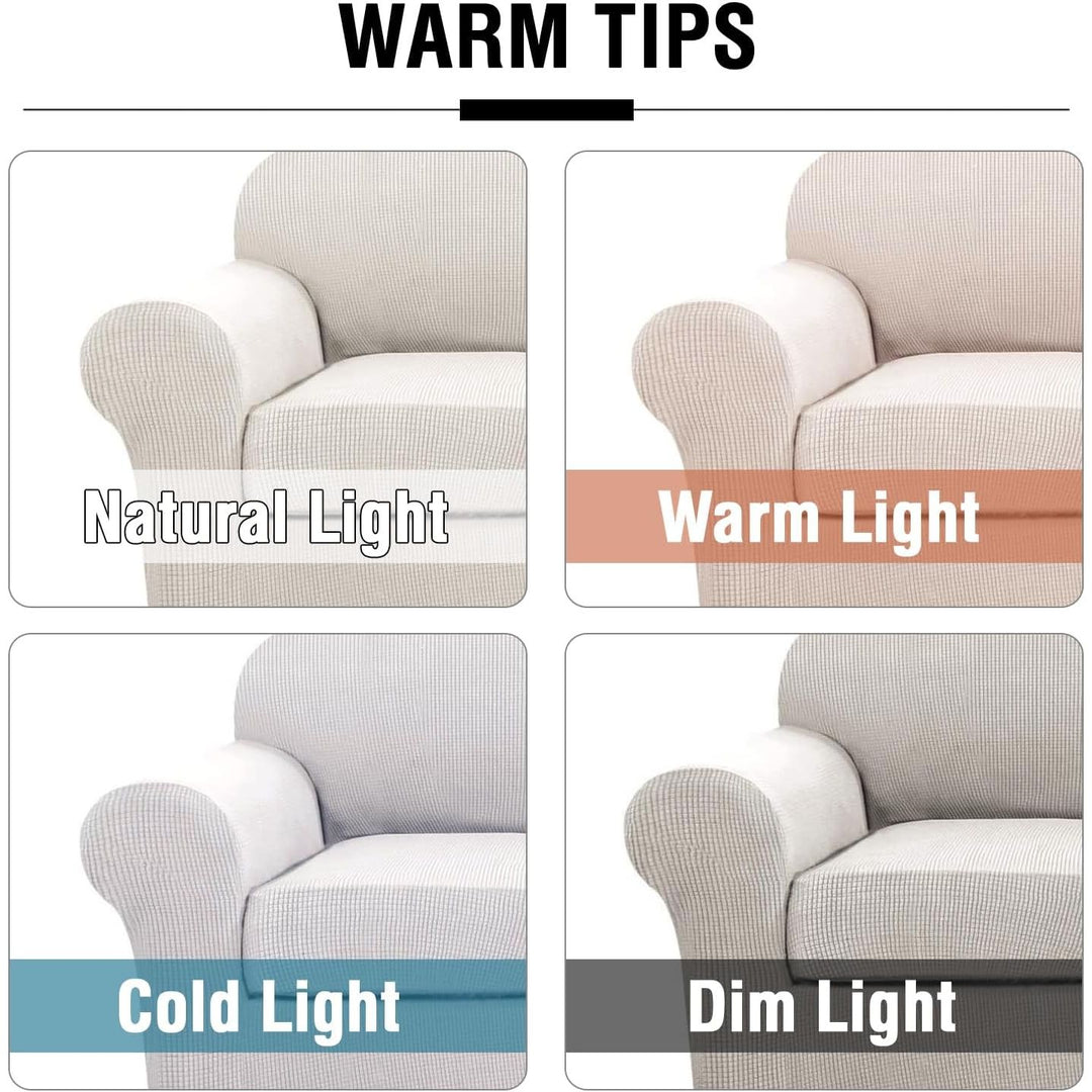 Stretch Armchair Slipcover, Ivory, 2 Pieces, Fits 31–47 in - Just Closeouts Canada Inc.