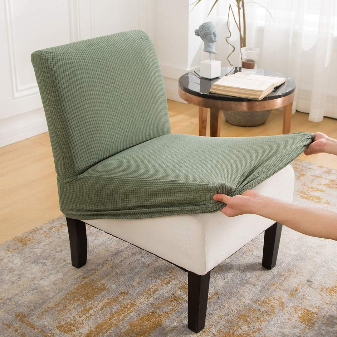 Stretch Armless Chair Slipcovers, Water-Repellent Armless Accent Chair Covers Protector Removable Washable for Living Room Hotel Restaurant (A-Cyan, 1 PCS) - Just Closeouts Canada Inc.