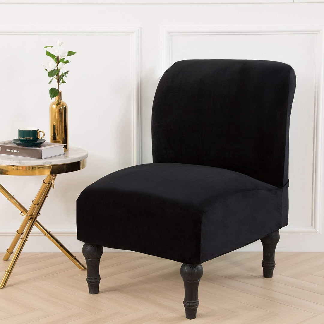 Stretch Armless Chair Slipcovers, Water-Repellent Armless Accent Chair Covers Protector Removable Washable for Living Room Hotel Restaurant (B-Black, 1 PCS) - Just Closeouts Canada Inc.