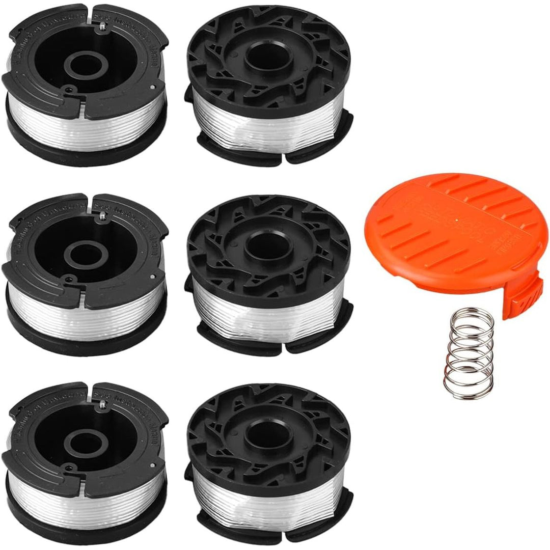 String Trimmer Line Replacement for Black + Decker, 30ft 0.065 String Trimmer Spool Replacement, AF - 100 Spool, Weed Eater Spool, Auto Feed Trimmer String(6 Spools+1 Spool Cap+1 Spring) - Just Closeouts Canada Inc.