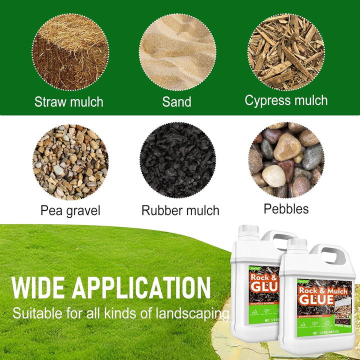 Strong Rock Glue for Landscaping, 64oz Mulch & Stone Glue for Rock, Adhesive Binder Sticky Pea GravelGlue, Clear Landscape Binder for Outdoor Landscape Walkways, Gardens, Yards(100 Sq Ft) - Just Closeouts Canada Inc.