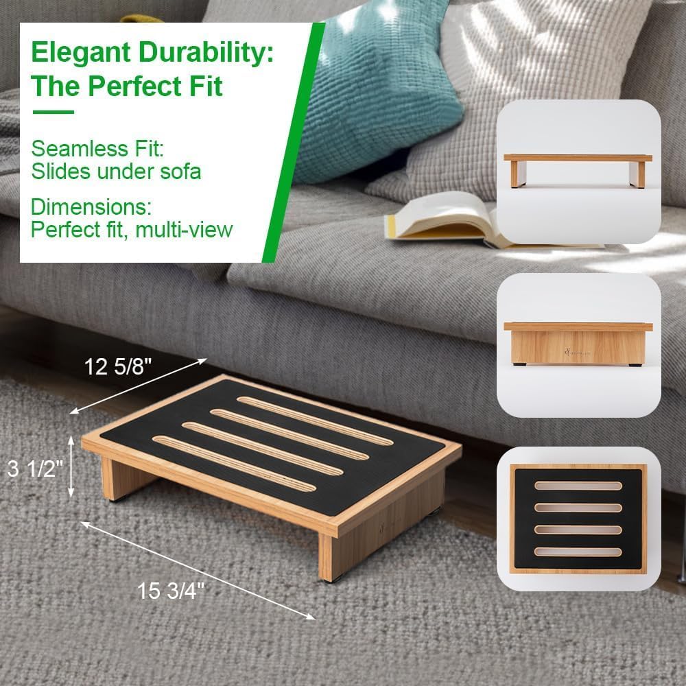 StrongTek One Step Stool for Adults with Non - Slip Rubber Stepping Surface, Portable Single Wooden Riser, 440 lb. Load Capacity for Kitchen, Bathroom, or Bedside, Kid and Senior Support (Natural) - Just Closeouts Canada Inc.