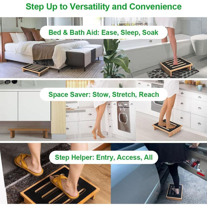 StrongTek One Step Stool for Adults with Non - Slip Rubber Stepping Surface, Portable Single Wooden Riser, 440 lb. Load Capacity for Kitchen, Bathroom, or Bedside, Kid and Senior Support (Natural) - Just Closeouts Canada Inc.