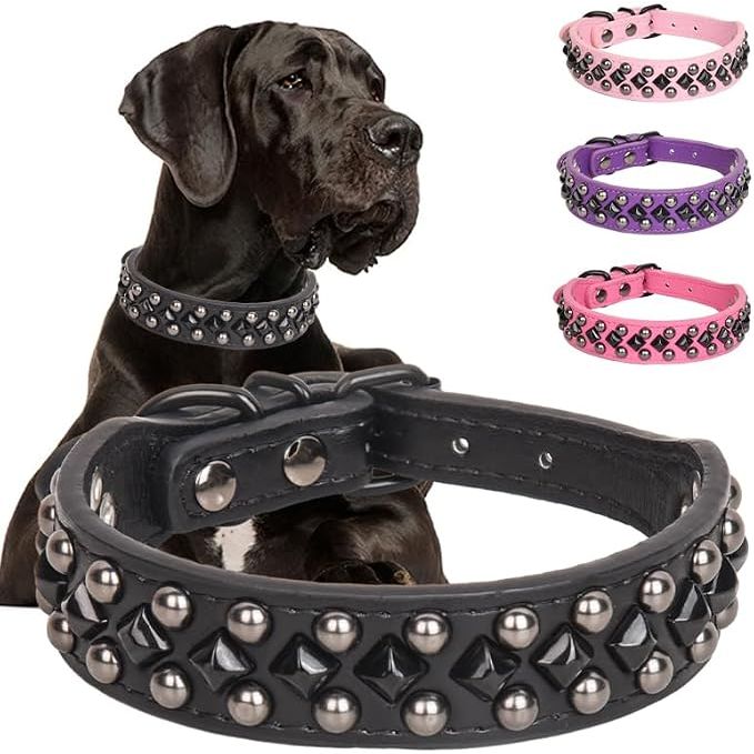 Studded PU Leather Dog Collar – Black, XXL - Just Closeouts Canada Inc.