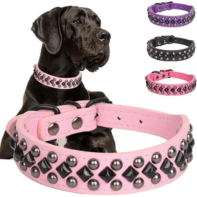 Studded PU Leather Dog Collar – Pink, XXL - Just Closeouts Canada Inc.